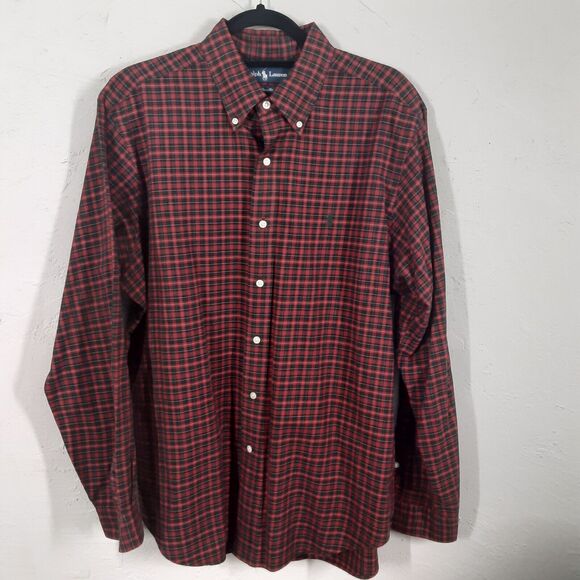 Ralph Lauren Adult Mens L Tartan Plaid Classic Fit Long Sleeve Button Up Shirt - Picture 1 of 8